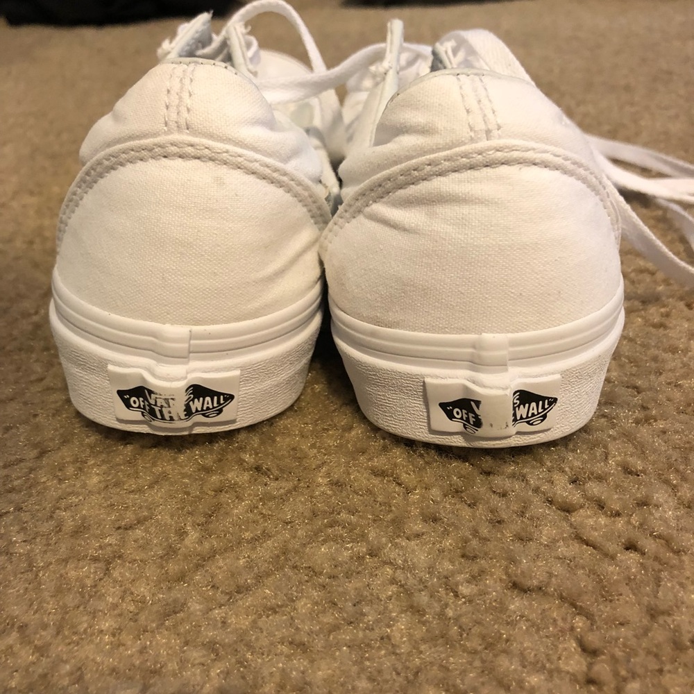 Worn white Vans sneakers - size 7.5